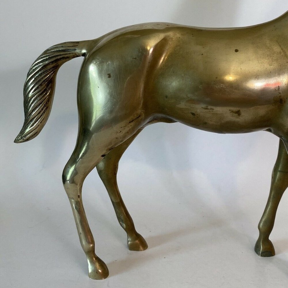 Vintage Large Brass Longneck(?) Horse 13.5 Inches - Picture 6 of 9